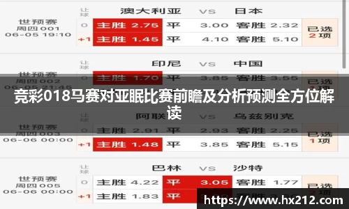 竞彩018马赛对亚眠比赛前瞻及分析预测全方位解读